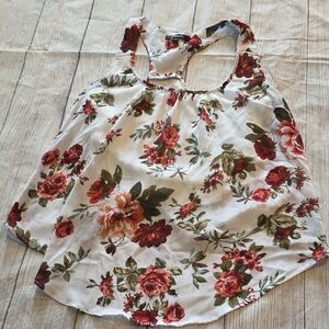 Ambiance Floral Tank Top - Red and Green on White